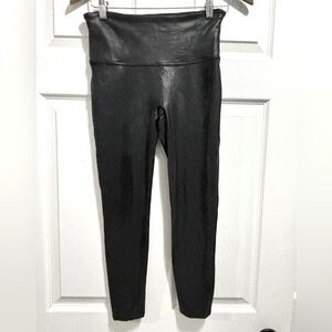 Spanx Black Shimmer Capri Cropped Leggings High Waist Size Medium